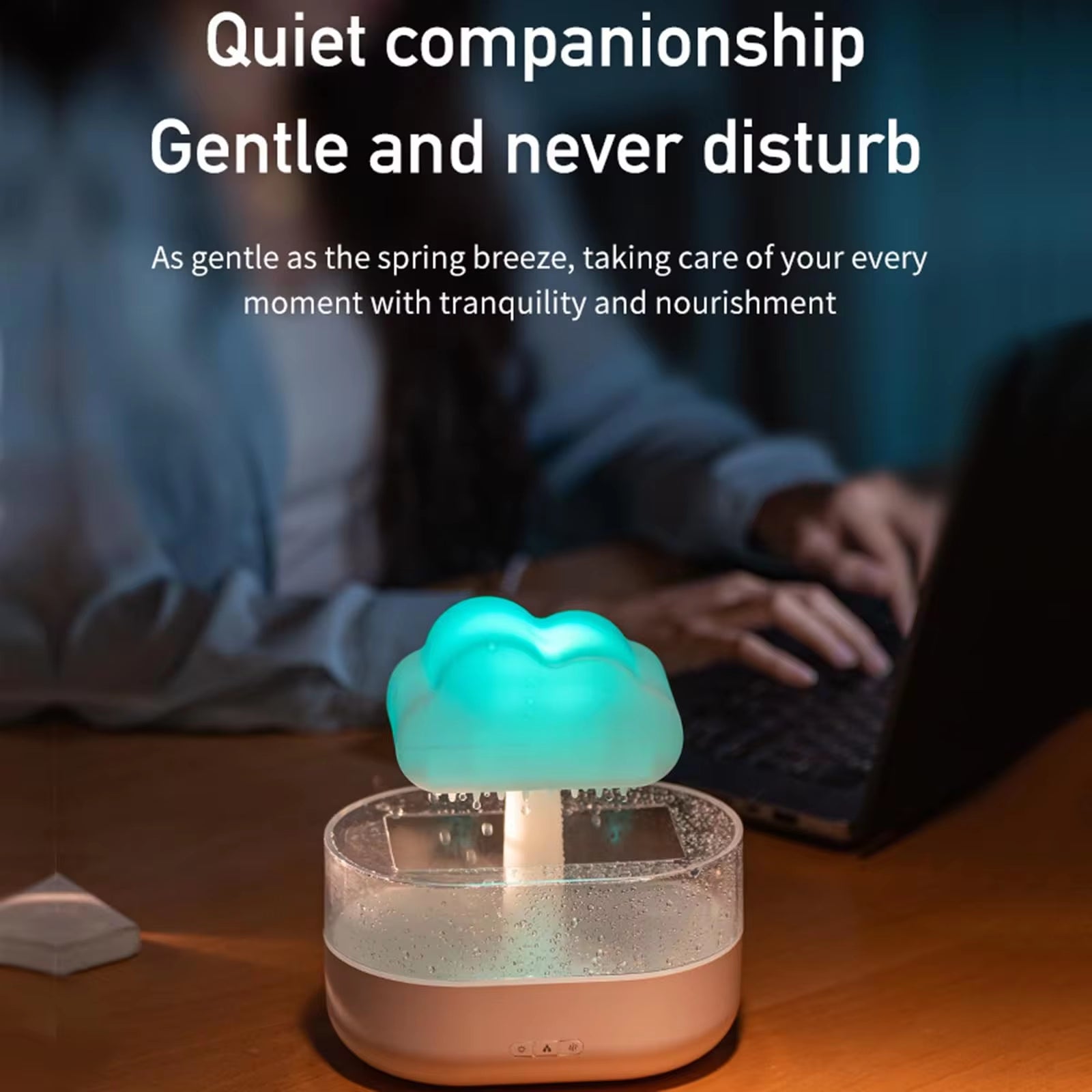 Cloud Rain Humidifier Water Drip 200Ml Cloud Aromatherapy Essential Oil Diffuser with Diffuser with 7 Colors LED Light