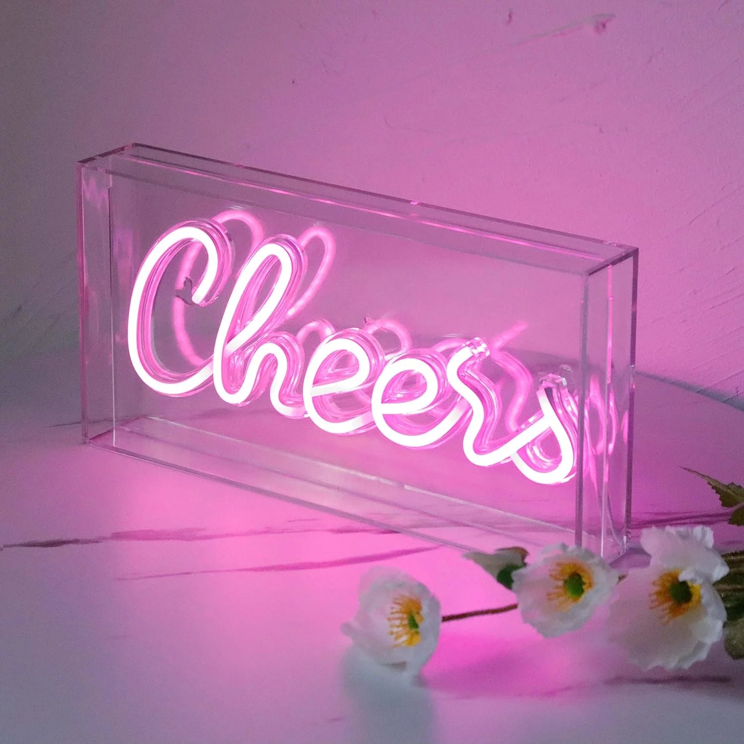 Cheers Sign Neon Signs USB LED Sign Desk Lightbox Cheers Neon Bar Sign 3D Wall Neon Light up Sign for Party Wall Décor Party Light Accessories Christmas Valentine'S Day Halloween