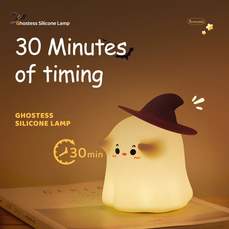 Halloween Led Night Light Silicone Table Lamp Mushroom Pumpkin Ghost Cute Cartoon Kid Birthday Gifts Nursery Bedroom Nightlight