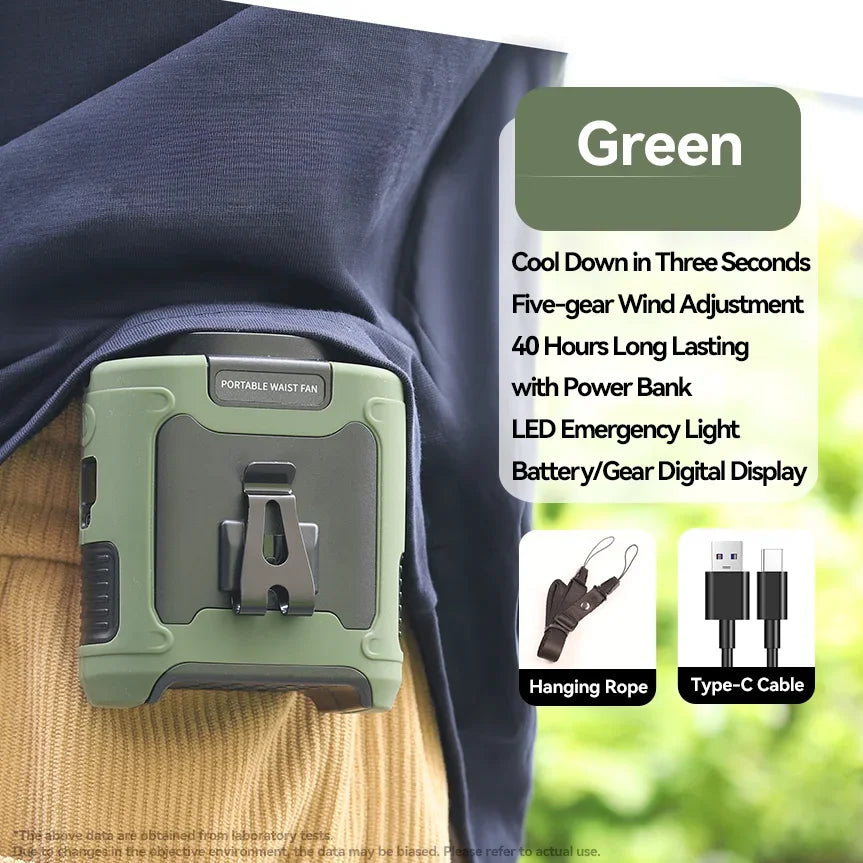 20000Mah Outdoor Portable Waist Fan Hanging Neck Fan Strong Wind with Power Bank LED Lighting for Sports Courier Outdoor Working