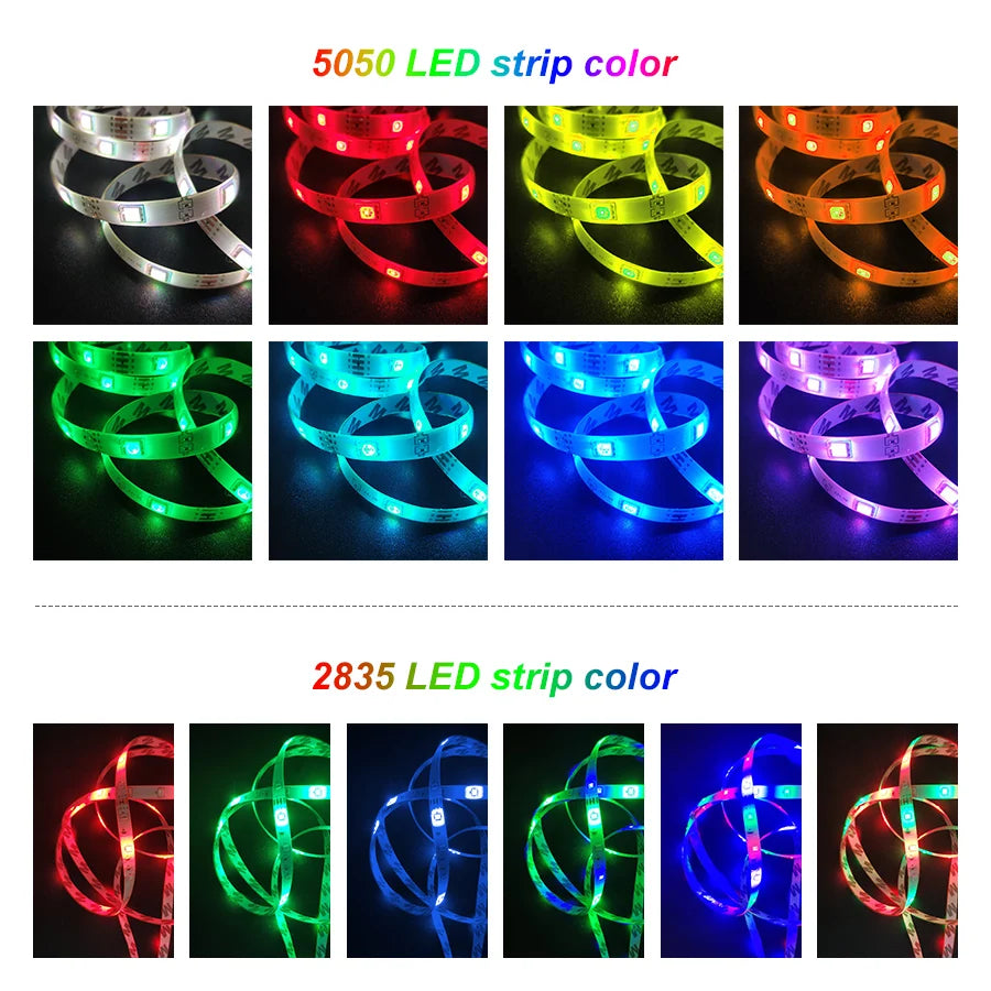 Bluetooth LED Strip Lights RGB 5050 SMD Flexible Ribbon Waterproof RGB LED Light with Power Adapt Tape Diode DC Control