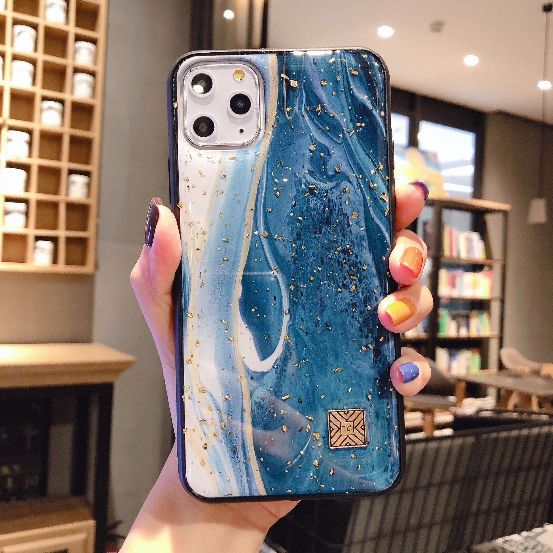 Compatible with Apple, Compatible with Apple , Granite Marble Stone Texture Phone Case For iPhone Luxury Glitter Soft Cover Gold Foil For iPhone 12 Mini 11 Pro Xs Max X XR 6 6s 7 8 Plus