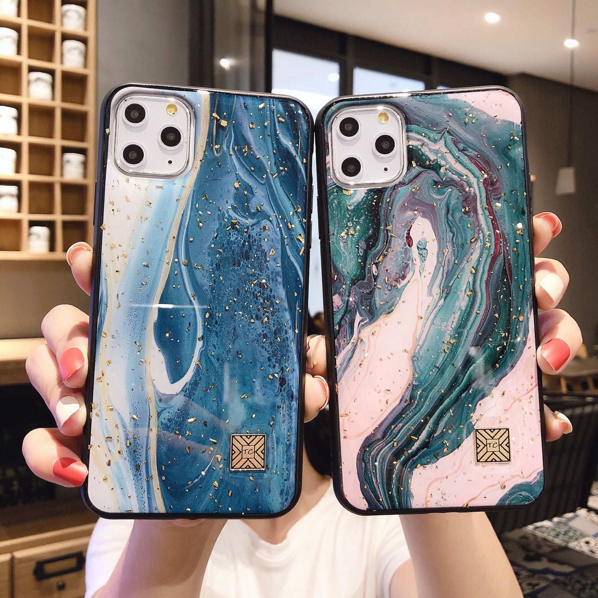 Compatible with Apple, Compatible with Apple , Granite Marble Stone Texture Phone Case For iPhone Luxury Glitter Soft Cover Gold Foil For iPhone 12 Mini 11 Pro Xs Max X XR 6 6s 7 8 Plus