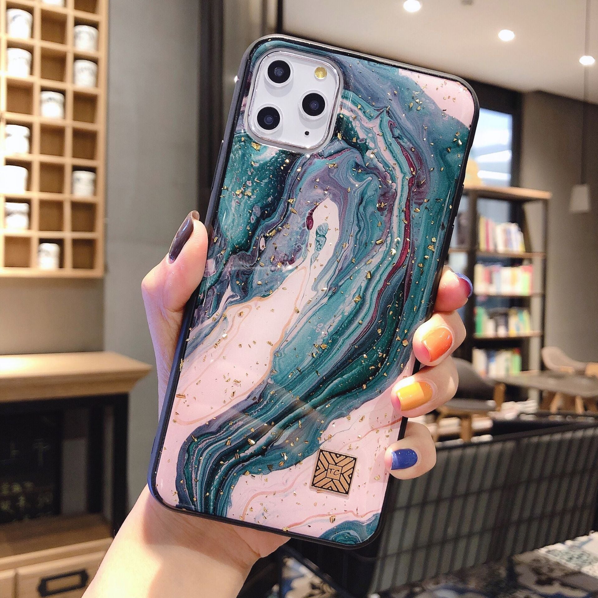 Compatible with Apple, Compatible with Apple , Granite Marble Stone Texture Phone Case For iPhone Luxury Glitter Soft Cover Gold Foil For iPhone 12 Mini 11 Pro Xs Max X XR 6 6s 7 8 Plus