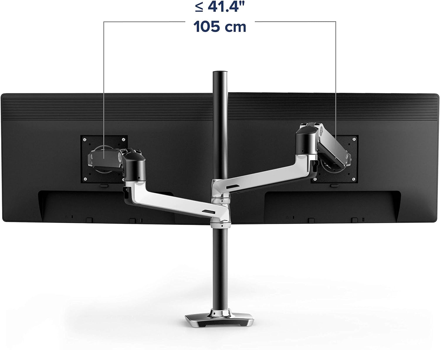 – LX Vertical Stacking Dual Monitor Arm, VESA Desk Mount – for 2 Monitors up to 40 Inches, 7 to 22 Lbs Each – Tall Pole, Polished Aluminum