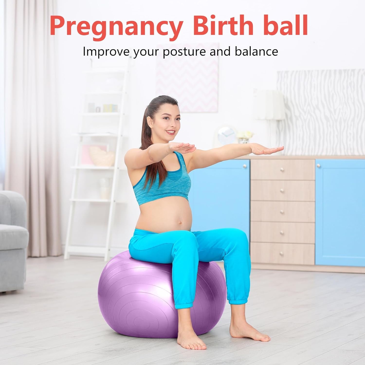 Exercise Ball for Balance Stability Fitness Workout Yoga Pilates at Home Office & Gym