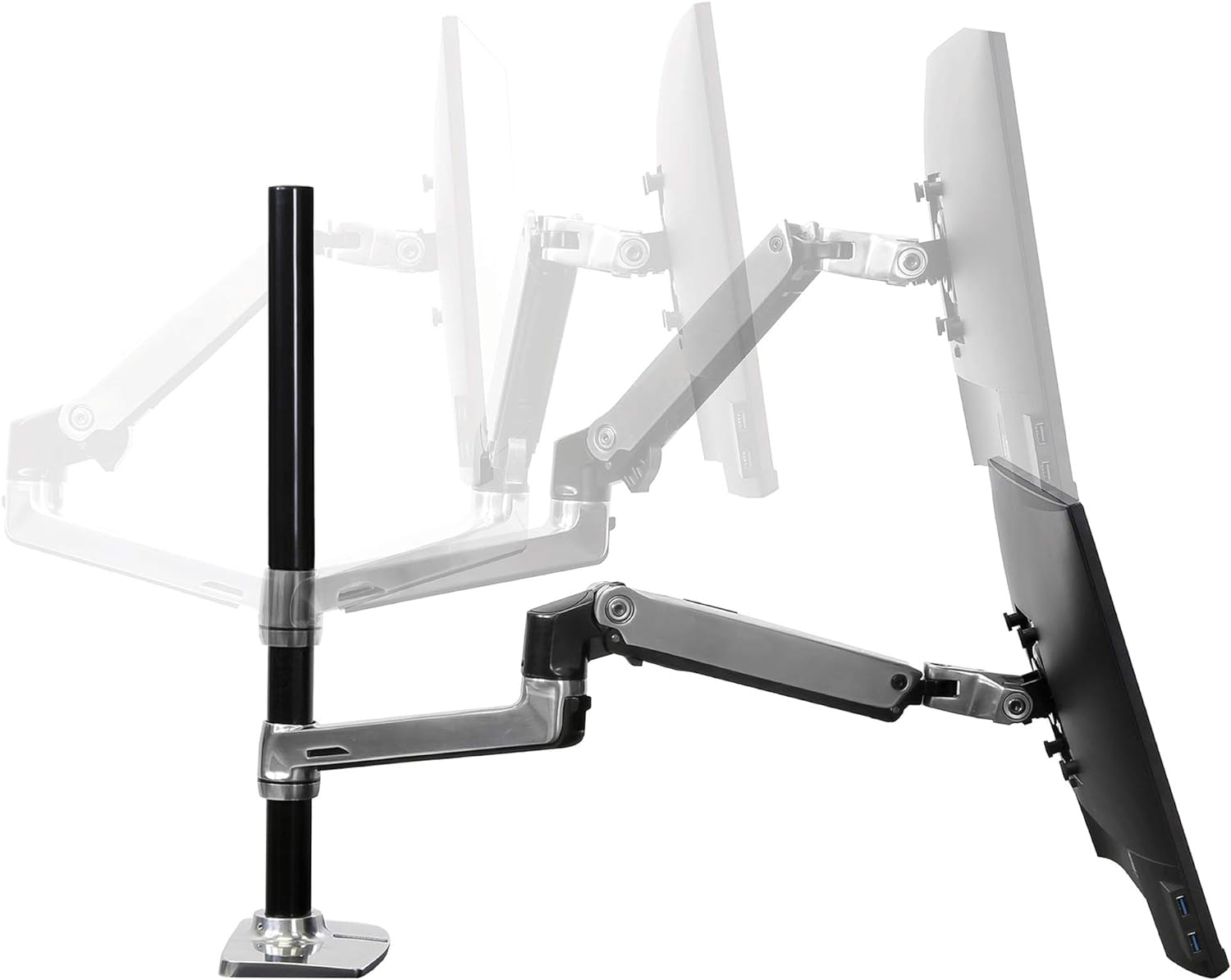 – LX Vertical Stacking Dual Monitor Arm, VESA Desk Mount – for 2 Monitors up to 40 Inches, 7 to 22 Lbs Each – Tall Pole, Polished Aluminum