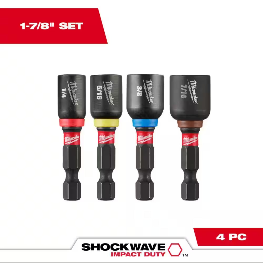 SHOCKWAVE Impact Duty 1-7/8 In. Alloy Steel Magnetic Nut Driver Set (4-Piece)