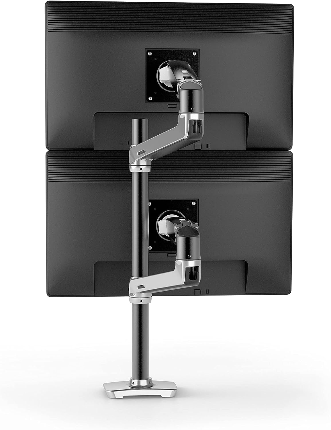 – LX Vertical Stacking Dual Monitor Arm, VESA Desk Mount – for 2 Monitors up to 40 Inches, 7 to 22 Lbs Each – Tall Pole, Polished Aluminum