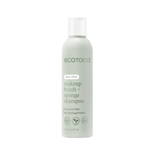 EcoTools Cleanser Shampoo for Makeup Brush/Sponge/Puffs, Remove Makeup & Impurities, Fragrance-Free, No Harsh Chemicals, Vegan & Cruelty-Free, 6 fl.oz./177 ml, 1 Count