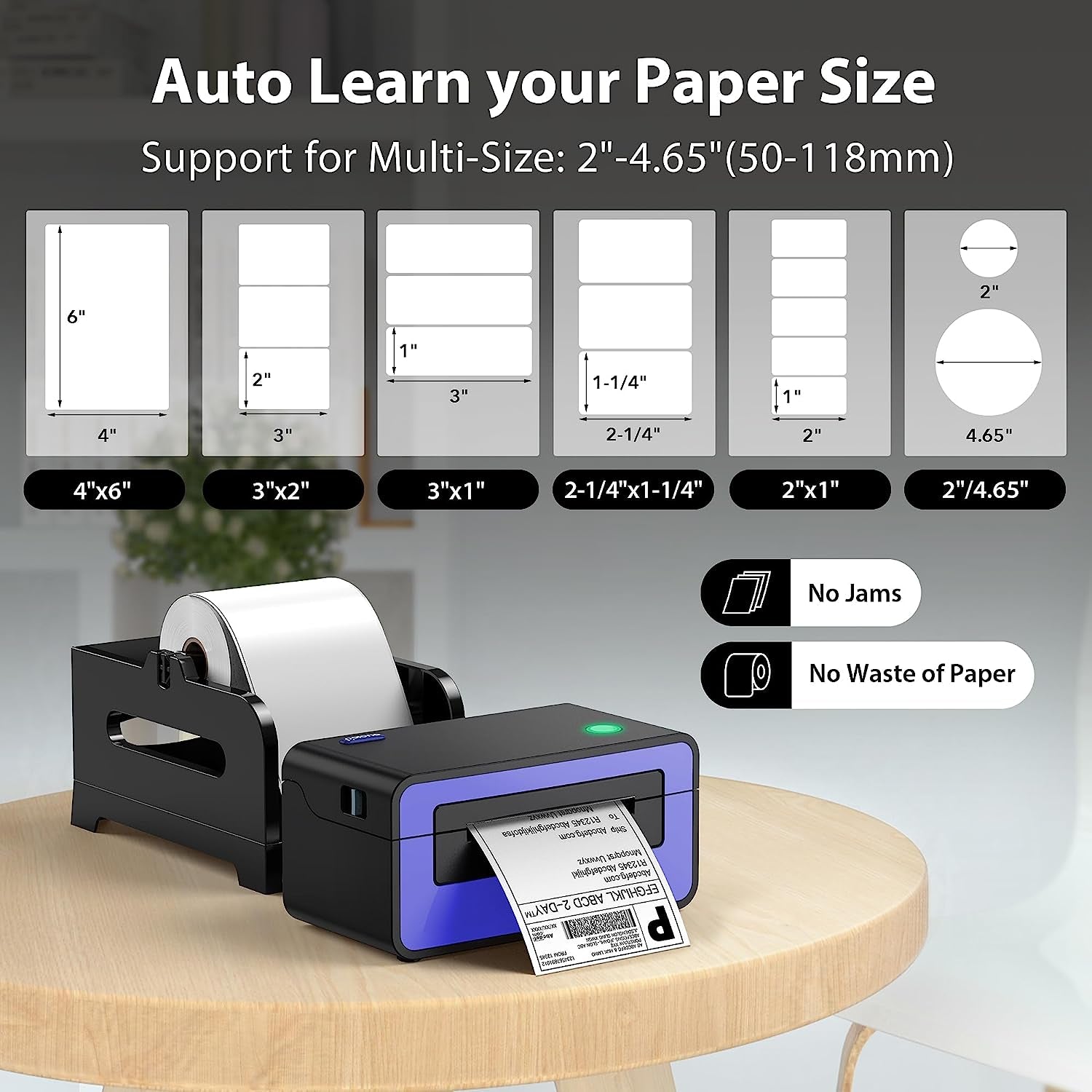 Shipping Label Printer, PL60 4X6 Label Printer for Shipping Packages, Direct Thermal Printer, Compatible with Windows, Mac, Linux, Widely Use for Shopify, Ebay, Amazon, UPS, Fedex, Etsy, Purple