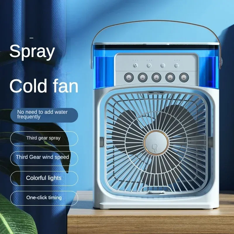 Portable Air Conditioning Fan 5-Hole Spray Humidified USB Quiet Mobile Air Conditioner Cooling Cooler Fan for Desktop Office