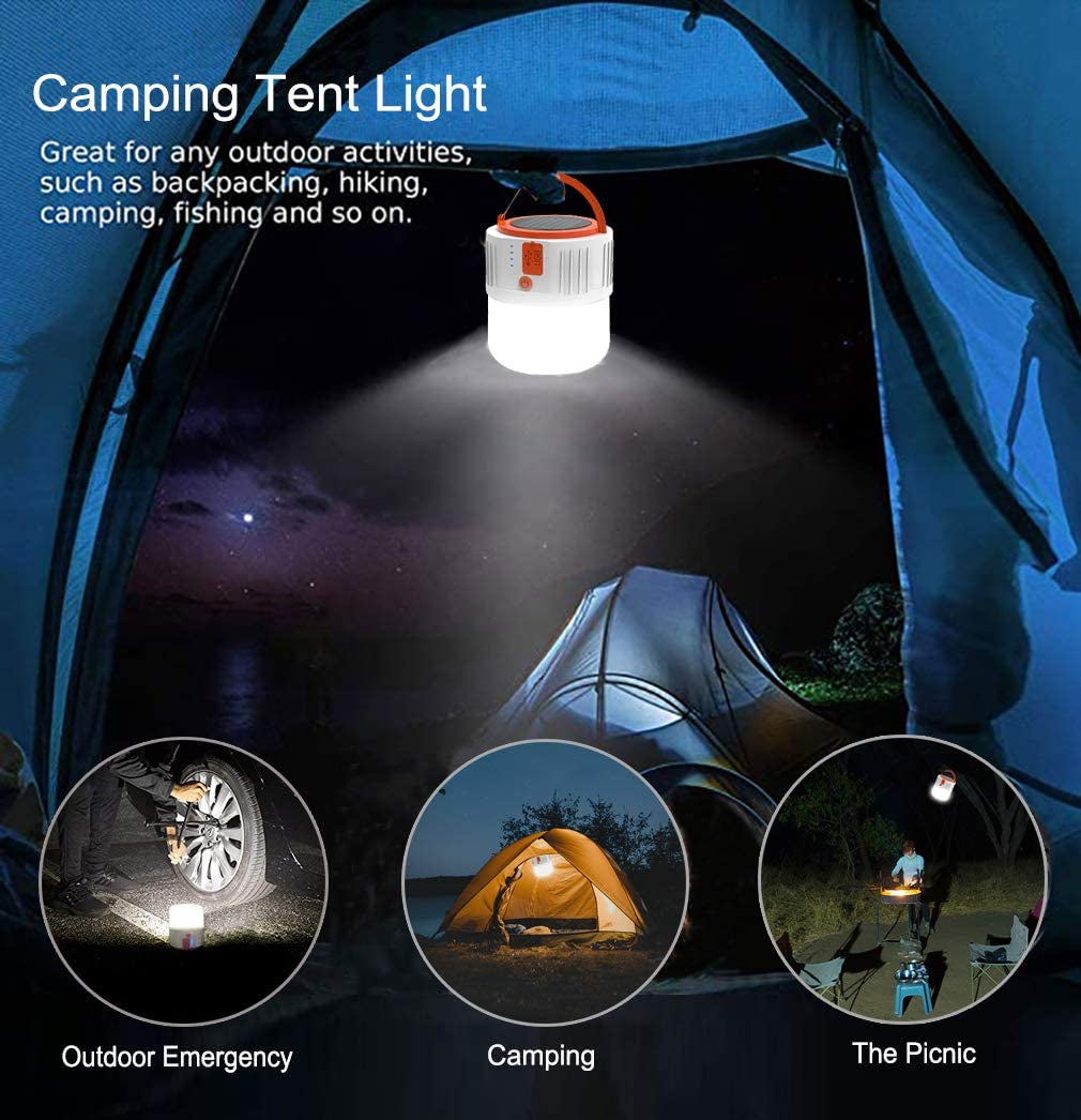 Camping Lights, Rechargeable Camping Lantern Power Bank, LED Tent Light Ultra Bright for Camping, Hurricane Emergency Kits