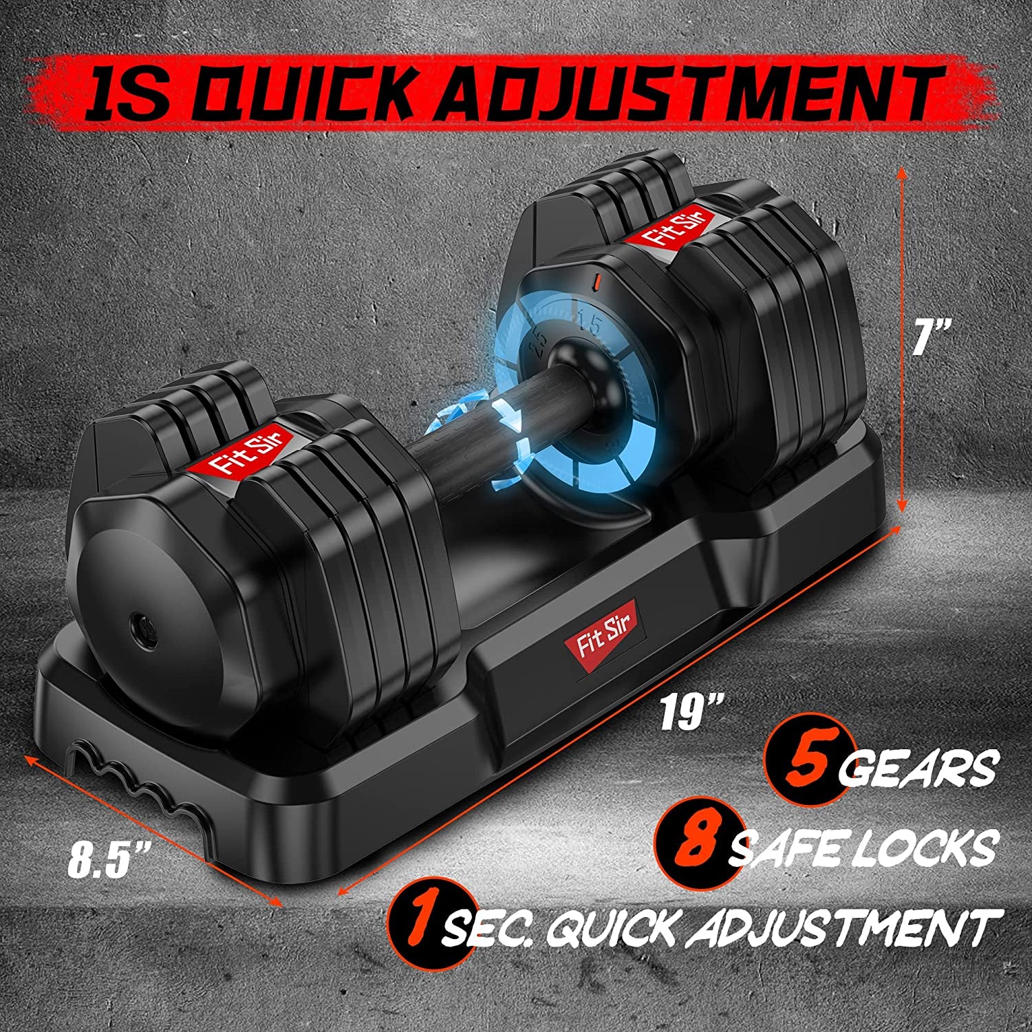 Single Adjustable Dumbbell 55LB,  Weights Dumbbells Set 15~55Lb Increment with Tray and Anti-Slip Handle for Men Women Full Body Workout Exercise & Fitness Strength Training Home Gym