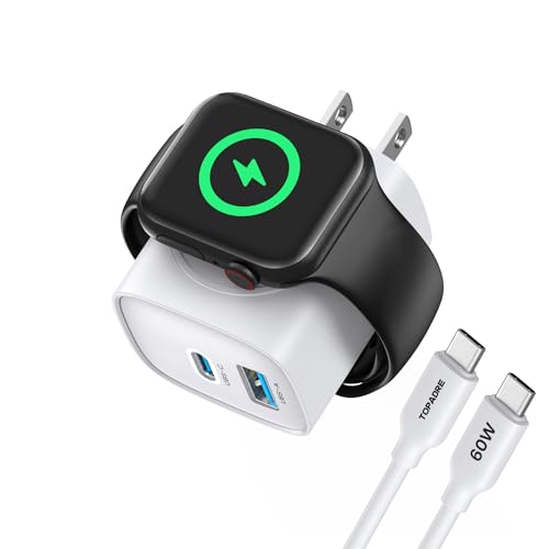 TOPADRE for Apple Watch Charger with 20W Fast Charging Block, 3 in 1 PD USB C Wall iPhone Charger Block for iWatch Charger Ultra/9/8/7/6/SE, iPhone 15/15 Plus/15 Pro/15 Pro Max, iPad Pro/Air, White