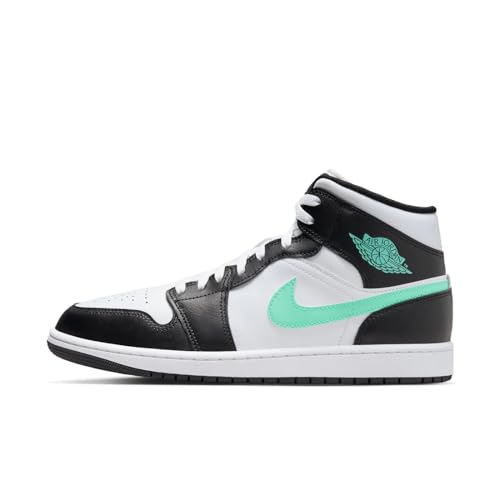 Jordan Nike Air 1 Mid Men's Shoes White/Green Glow-Black DQ8426 103 - Size 10