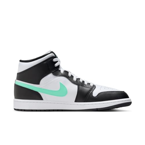 Jordan Nike Air 1 Mid Men's Shoes White/Green Glow-Black DQ8426 103 - Size 10