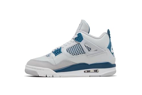 Nike Mens Air Jordan 4 Retro Basketball Shoe, OFF WHITE/MILITARY BLUE-NEUTRAL GREY, 7.5 UK (8.5 US)