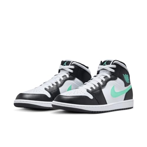 Jordan Nike Air 1 Mid Men's Shoes White/Green Glow-Black DQ8426 103 - Size 10