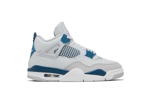 Nike Mens Air Jordan 4 Retro Basketball Shoe, OFF WHITE/MILITARY BLUE-NEUTRAL GREY, 7.5 UK (8.5 US)