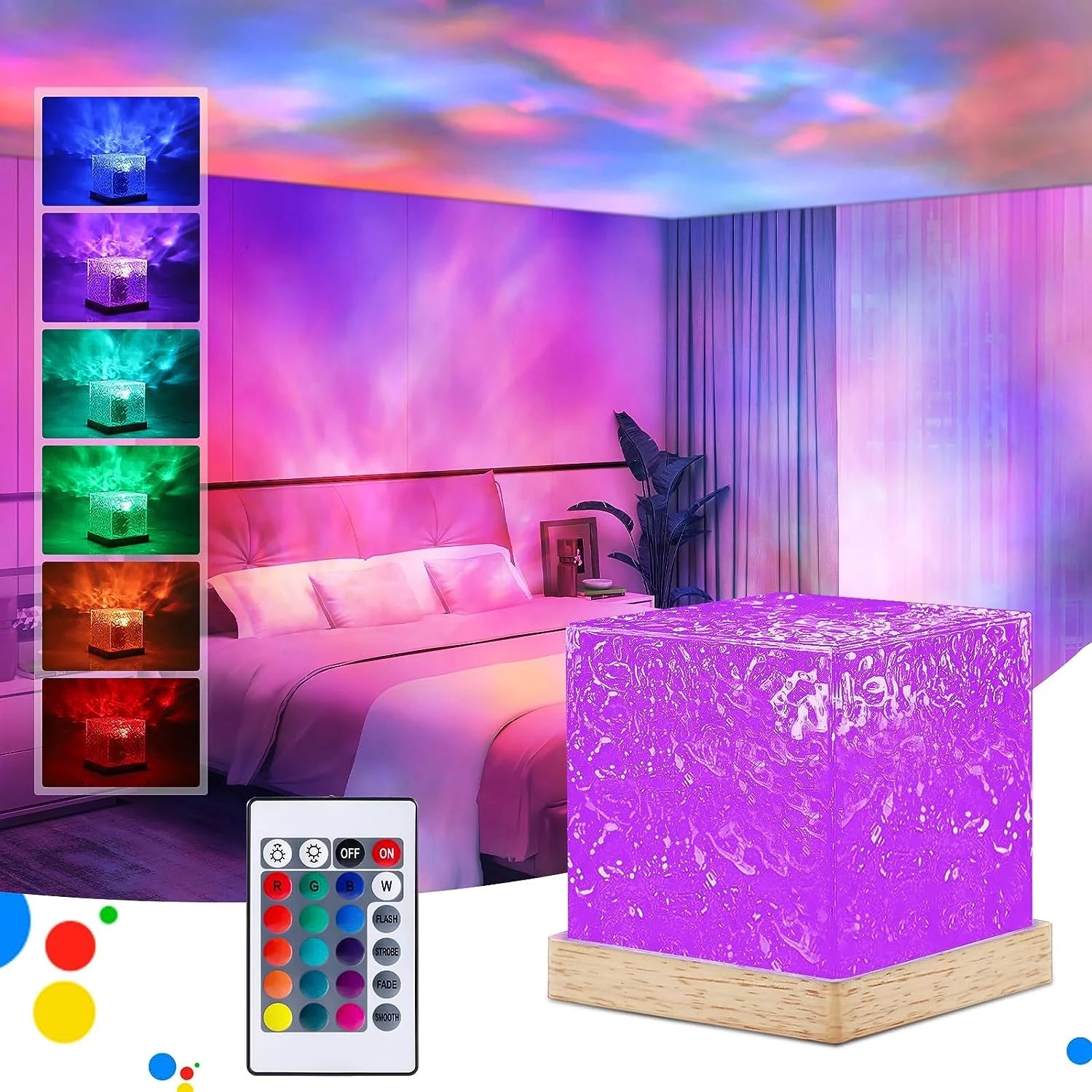 Ocean Wave Projector, Galaxy Projector 16 Color Night Lights with Remote Control for Bedroom Indoor Starry, Northern Aurora Projector, 3D Water Wave Effect Ceiling Lamp for Bedroom Room Decor