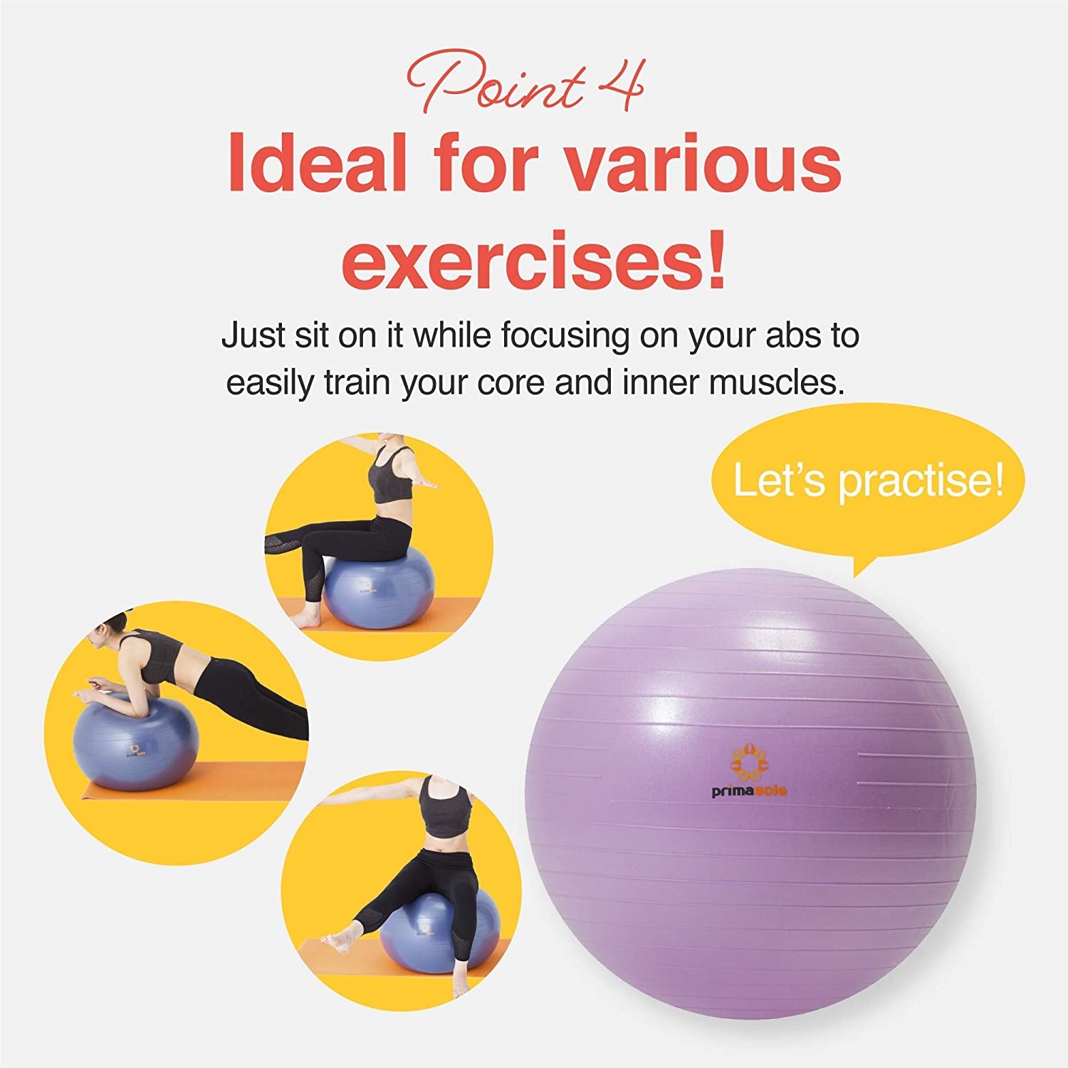 Exercise Ball for Balance Stability Fitness Workout Yoga Pilates at Home Office & Gym