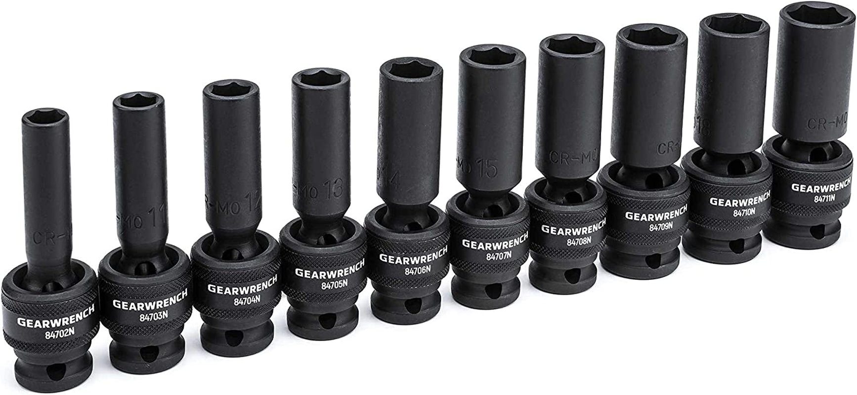 10 Pc. 1/2" Drive 6 Pt. Deep Universal Impact Socket Set, Metric - 84945N