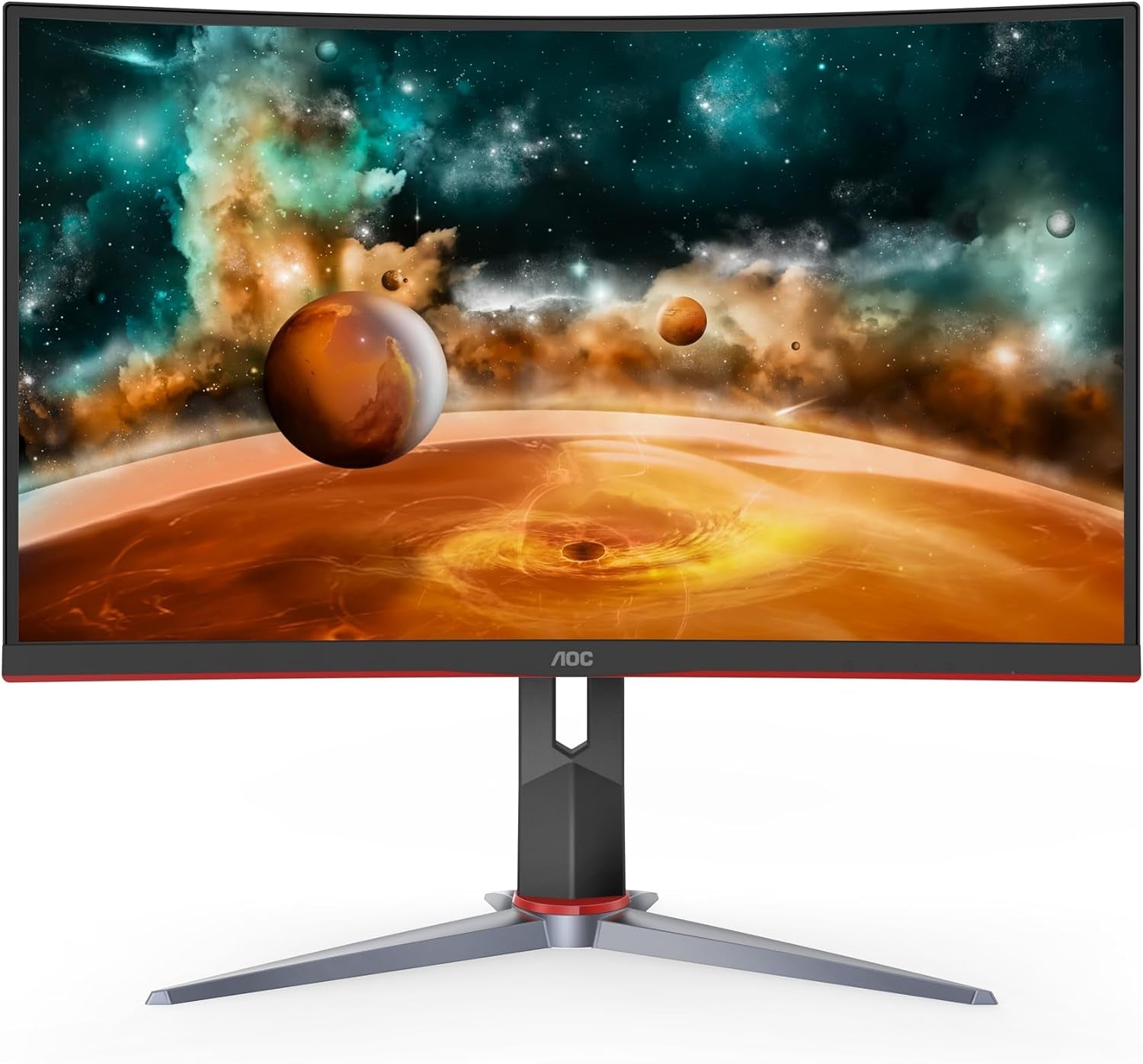 CQ27G2 27" Super Curved Frameless Gaming Monitor QHD 2K, 1500R VA, 1Ms, 144Hz, Freesync, Height Adjustable, 3-Yr Zero Dead Pixel, Black/Silver