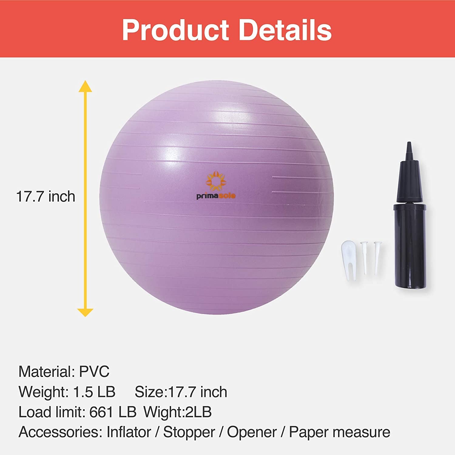 Exercise Ball for Balance Stability Fitness Workout Yoga Pilates at Home Office & Gym