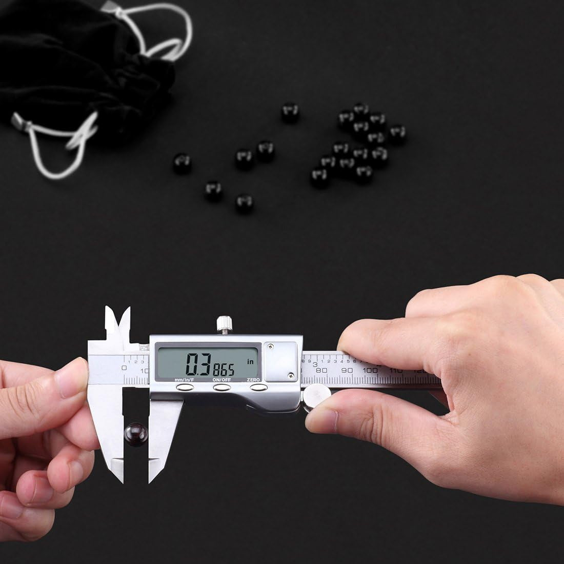 Digital Caliper 6 Inch Measuring Tool Stainless Steel Inch/Mm/Fractions, Electronic Vernier Calipers Gauge for Woodworking Jewelry, Polished Silver