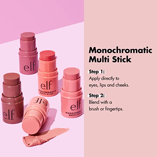 e.l.f. Monochromatic Multi Stick, Luxuriously Creamy & Blendable Color, For Eyes, Lips & Cheeks, Dazzling Peony, 0.17 oz (5 g)