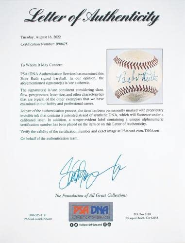 Stunning Babe Ruth Single Signed American League Baseball Bold Signature PSA DNA - Autographed Baseballs