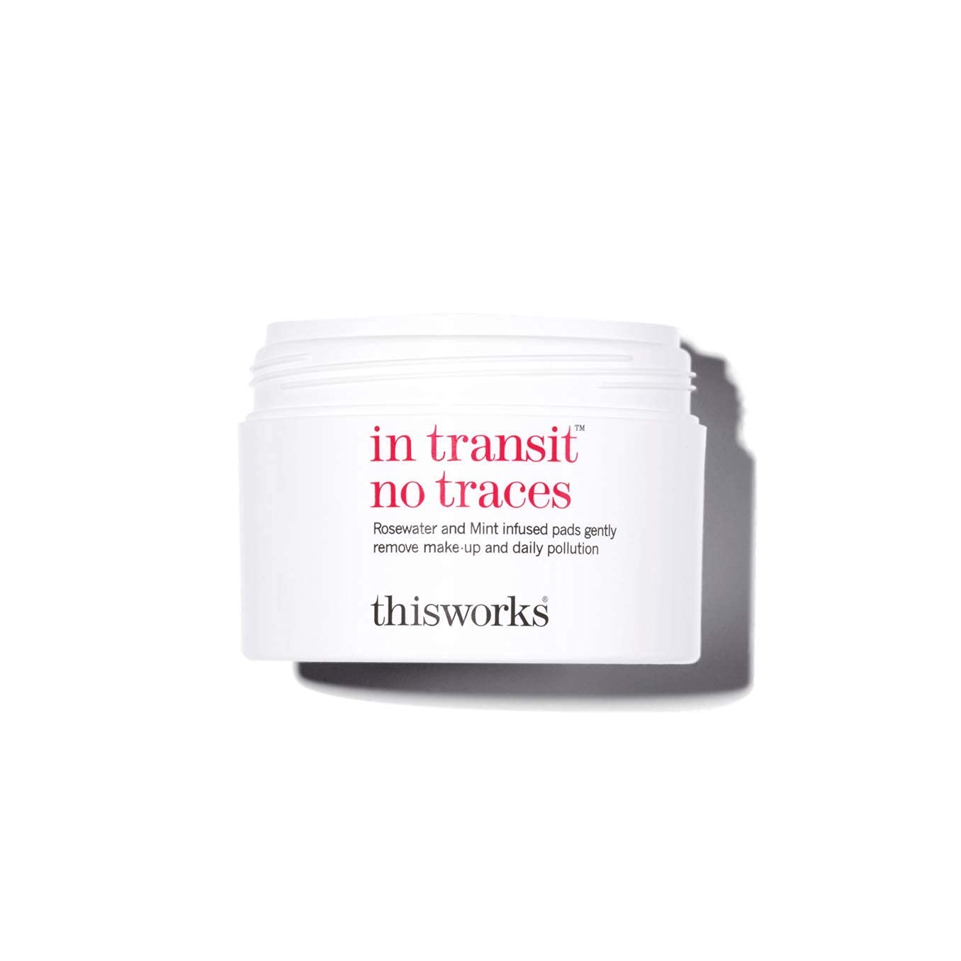 thisworks in transit no traces, Rosewater and Mint Infused Facial Cleansing Pads, Gently Removes Make-Up and Dirt, 60 Pads