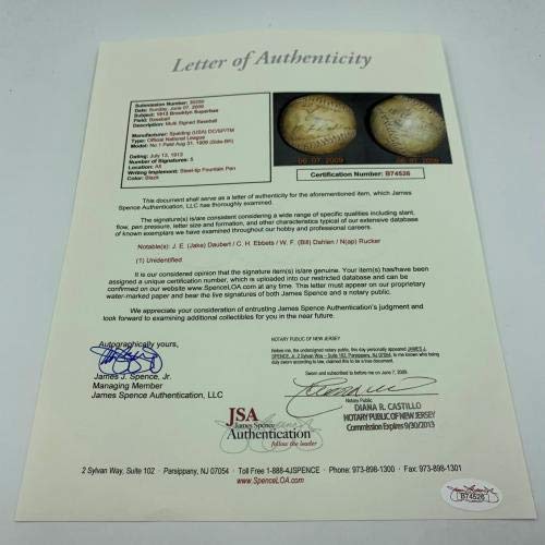 The Only Known Charles Ebbets Signed Baseball Ebbets Field 1913 Opening Day JSA - Autographed Baseballs