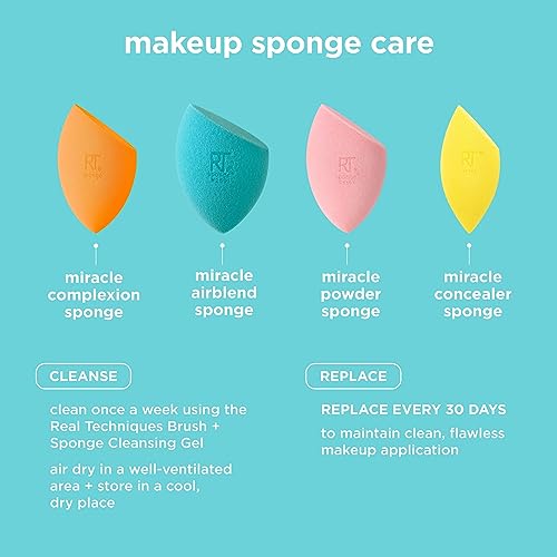 Real Techniques Miracle Airblend Sponge, Matte Makeup Blending Sponge, For Liquid, Cream, & Powder Products, Offers Medium To Full Coverage, Foundation Sponge, Latex-Free Foam, 1 Count