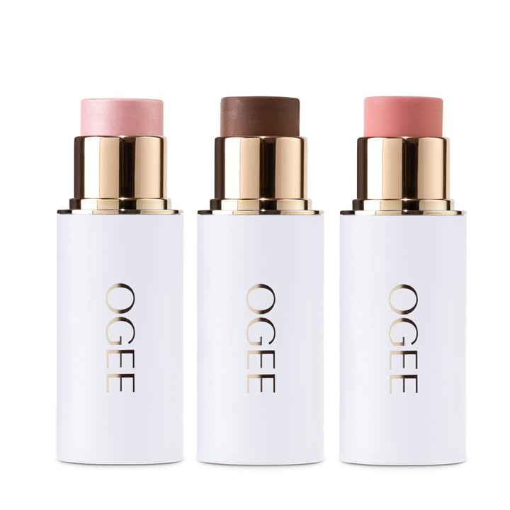 Ogee Face Stick Radiant Collection Trio - Contour Stick Makeup Collection - Certified Organic Contour Palette - Includes Bronzer Stick, Blush Stick & Highlighter Stick