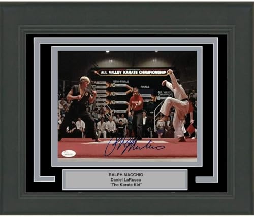 Framed Autographed/Signed Ralph Macchio The Karate Kid Crane Kick 8x10 Photo JSA COA