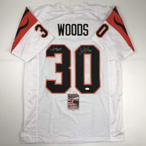 Autographed/Signed Ickey Woods Who Dey Cincinnati White Football Jersey JSA COA