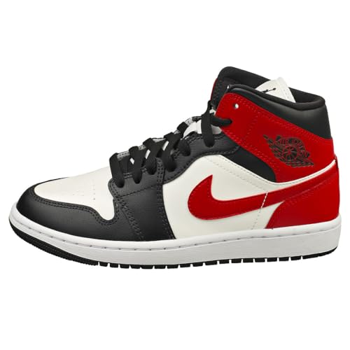 NIKE Jordan 1 Mid Women Sail/Gym Red-Off Noir-White BQ6472-160 7.5