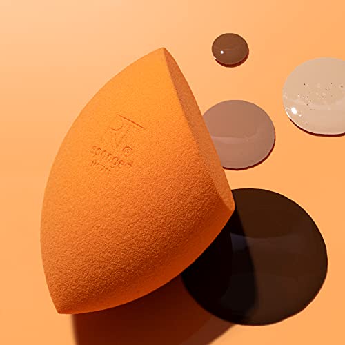 Real Techniques Miracle Complexion Sponge, Makeup Blending Sponge, For Liquid & Cream Foundation, Offers Light To Medium Coverage, Natural, Dewy Makeup, Orange Sponge, Latex-Free Foam, 1 Count