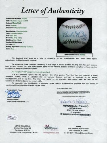 Stunning Babe Ruth Single Signed Autographed 1928 Baseball With JSA COA - Autographed Baseballs