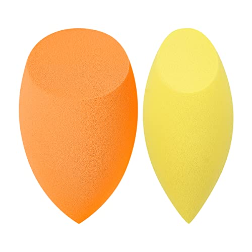 Real Techniques Miracle Complexion Sponge + Concealer Sponge Duo, Makeup Blending Sponges For Foundation & Concealer, Offers Light To Medium Coverage, Natural, Dewy Makeup, Latex-Free Foam, 2 Count