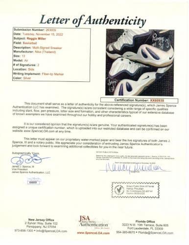 Reggie Miller Signed Autographed Shoes Indiana Pacers BOTH Signed JSA LOA - Autographed NBA Sneakers