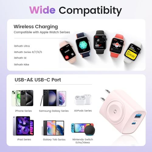 TOPADRE for Apple Watch Charger with 20W Fast Charging Block, 3 in 1 PD USB C Wall iPhone Charger Block for iWatch Charger Ultra/9/8/7/6/SE, iPhone 15/15 Plus/15 Pro/15 Pro Max, iPad Pro/Air, White