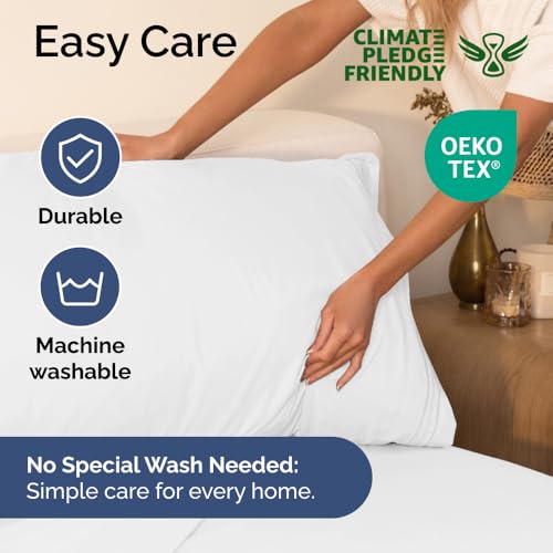 Queen Size 4 Piece Sheet Set - Comfy Breathable & Cooling Sheets - Hotel Luxury Bed Sheets for Women & Men - Deep Pockets, Easy-Fit, Extra Soft & Wrinkle Free Sheets - White Oeko-Tex Bed Sheet Set