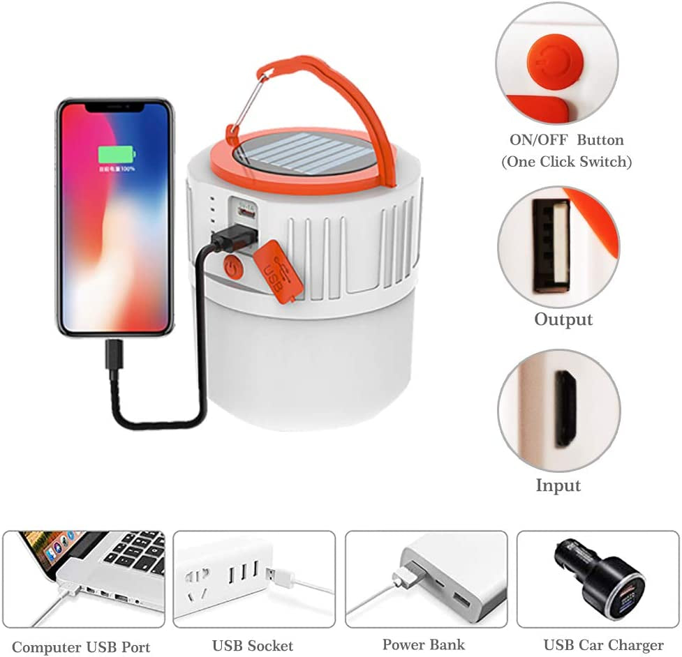 Camping Lights, Rechargeable Camping Lantern Power Bank, LED Tent Light Ultra Bright for Camping, Hurricane Emergency Kits