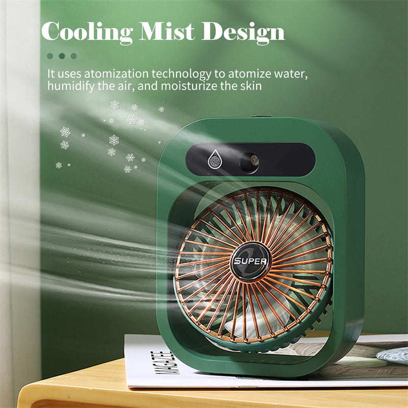 Air Conditioning Fan Desk Misting Fan Air Cooler Cooling USB Rechargeable Humidifier Portable Spray Fan with 3 Wind Speeds Mist Fan for Home