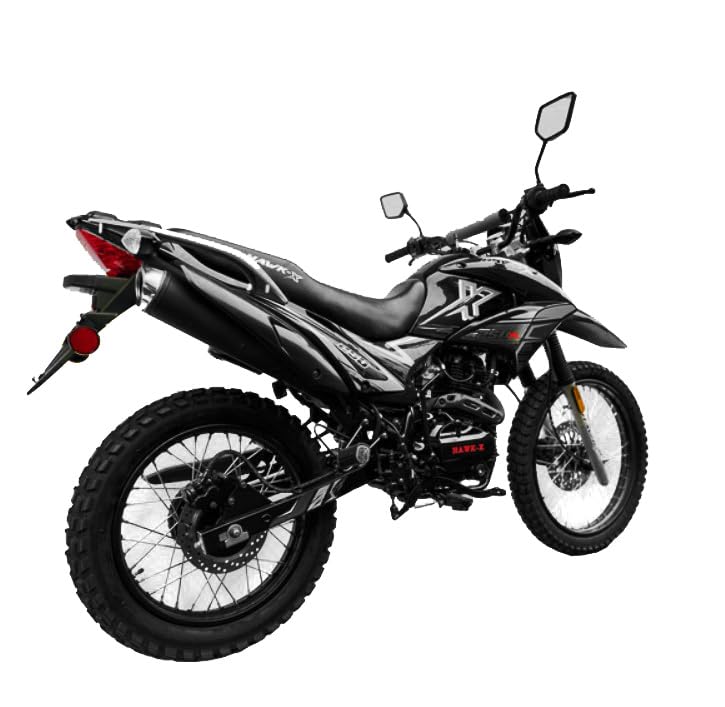 Upgraded New XHawk ENDURO 250cc Motorcycle RPS Dual Sports Bike HAWK X Dirtbike 5 Speed Enduro Bike Motorcycle 250cc Street Motorcycle (Black)