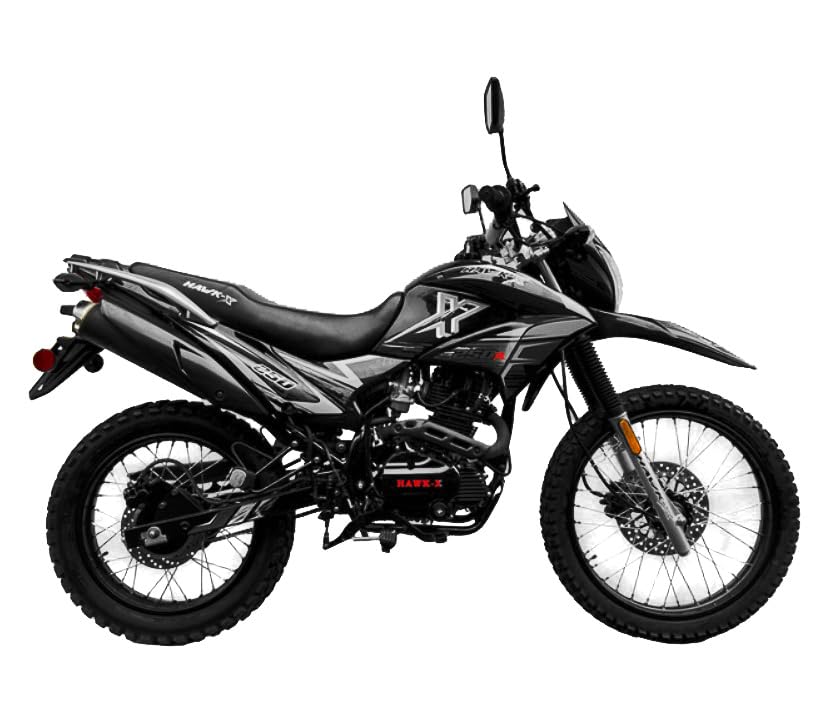 Upgraded New XHawk ENDURO 250cc Motorcycle RPS Dual Sports Bike HAWK X Dirtbike 5 Speed Enduro Bike Motorcycle 250cc Street Motorcycle (Black)