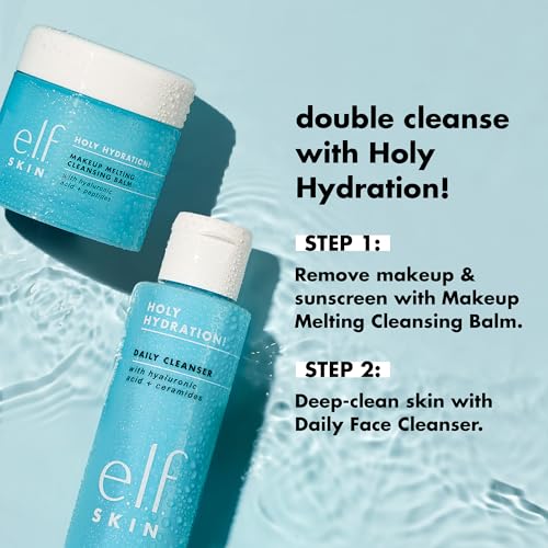 e.l.f. Holy Hydration! Makeup Melting Cleansing Balm, Face Cleanser & Makeup Remover, Infused with Hyaluronic Acid to Hydrate Skin, 2 Oz